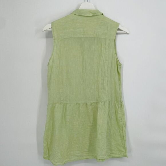 J.Jill Love Linen Button Front Tunic Peplum back Sleeveless Top XS - Picture 6 of 9